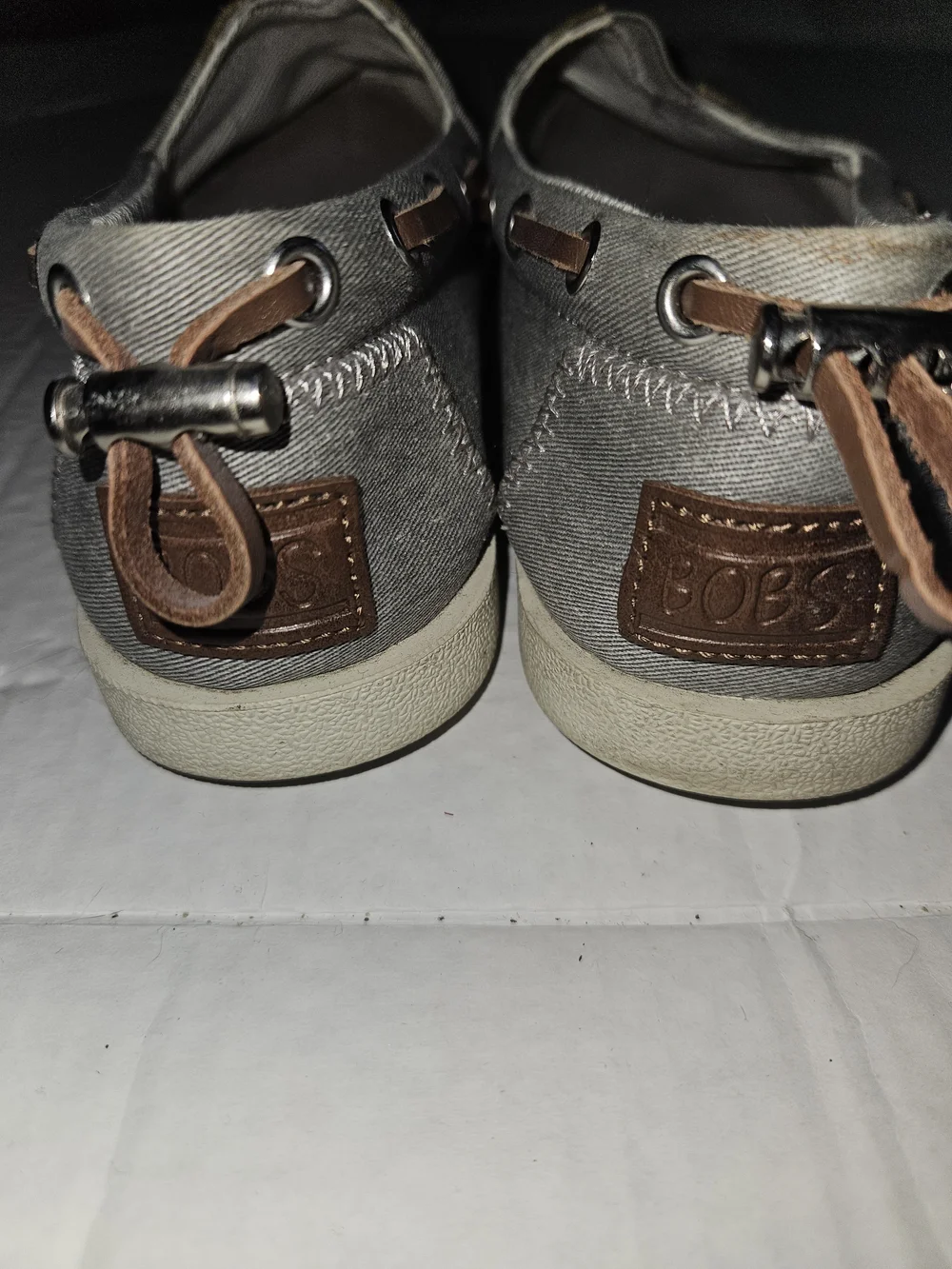 BOBS from Skechers Gray Slip-On Canvas Flats with Brown Accents